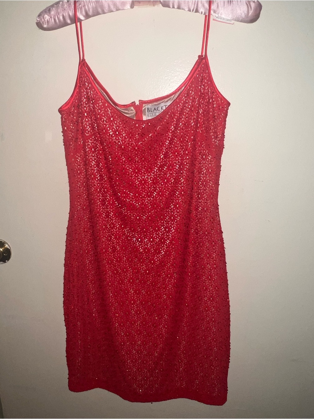 Oleg Cassini Red Sequin Slip Mini Dress